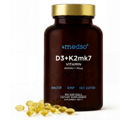 Vitamín D3 4000 IU + K2 MK7 50 µg 100 softgélových kapsúl